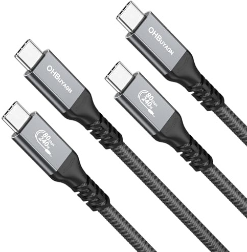 OHBUYAGN 80Gbps USB 4 V2.0 Kompatibel mit Thunderbolt 5 Kabel,USB C Thunderbolt, PD 3.1 240W Schnellladekabel Unterstützt 16K@60Hz 8K@60Hz 4K@240Hz Displays für Thunderbolt 4/3,Laptop,USB4,SSD