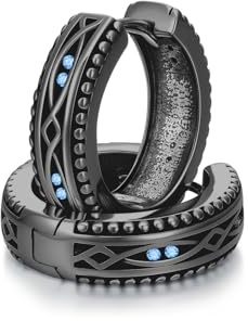 925 Sterling Silber Wikinger Creolen für Männer Damen Wikinger Schmuck | Silber/Schwarze/Gold Ohrringe Wikinger Schmuck Geschenke(mit Geschenkbox)
