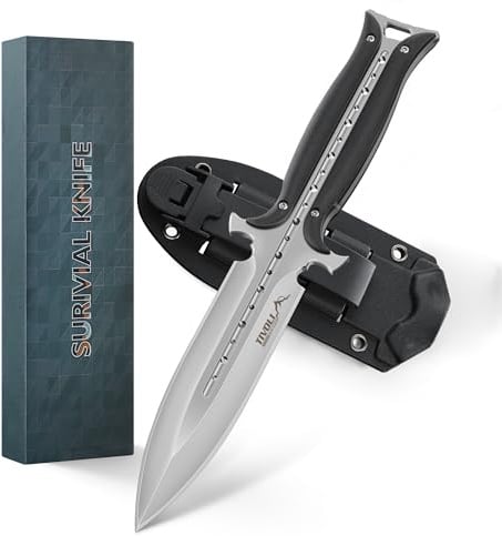 TIVOLI Outdoor Messer 440C Edelstahl Full Tang G10 Griff Schwarz | 440C Edelstahl Outdoor Messer mit Full Tang Konstruktion, G10 Griff und robuster Polymer-Scheide