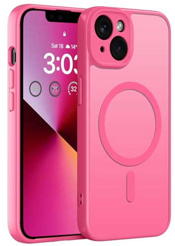 ORDA für iPhone 13 Hülle, Kompatibel mit MagSafe, Leuchtend Rosa | Vollständiger Kameraschutz, Stoßfest Kratzfest Haltbarkeit, Transluzente Rückseite, Matt Magnetische Handyhülle