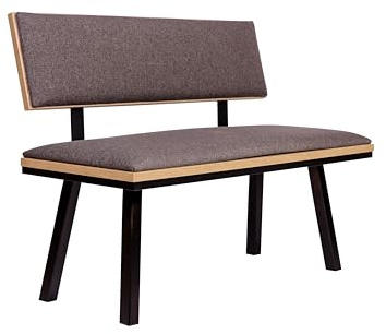 kundler home Sitzbank, Eckbank oder Küchenbank mit Lehne 125x89x48 cm, mit Polsterung für hohen Sitzkomfort, ideal als Bank im Esszimmer, einfacher Aufbau, Die Elegante, Eiche Premiumdekor (Grau)
