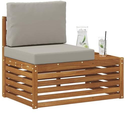 vidaXL Outdoor Endsofa Natur 91 x 63 x 73 cm Massivholz Akazie, Balkonmöbel, modernes Gartendesign, wetterfest für entspannte Stunden im Freien, modulares Sofa