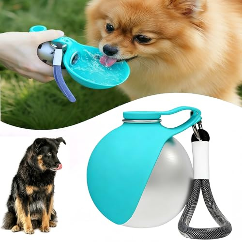 Borraccia Cane, Bottiglia Portatile (285 Ml), Per Cani E Gatti, Distributore D'Acqua Anti-Goccia Con Ciotola Pieghevole In Silicone, Ideale Per Passeggiate Ed Escursioni All'Aperto (Blu)