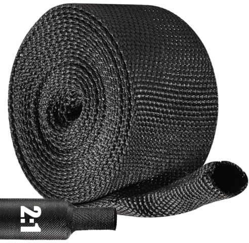 3 m x 20mm Schrumpfschlauch Geflochten, 2:1 PET Geflechtschlauch Schützende, Kabelschlauch, Schutzschlauch, Kabelschutz, Kabelummantelung für Ladekabel, Fahrrad und Auto