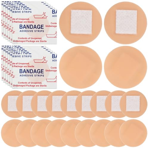 Zerodeko 100 Pcs Small Round Plasters 20mm Waterproof PE Spots | Skin Coloured Breathable Circle Adhesive Dressings for Fingertips, Face, Joints and Discreet Small Area Coverage