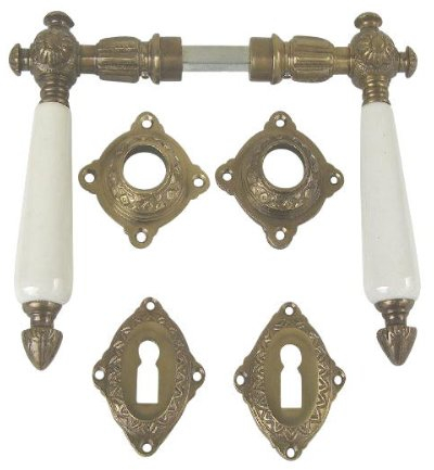 Zimmer- Türklinken Messing antik Gründerzeit Jugendstil 3-BB-AW