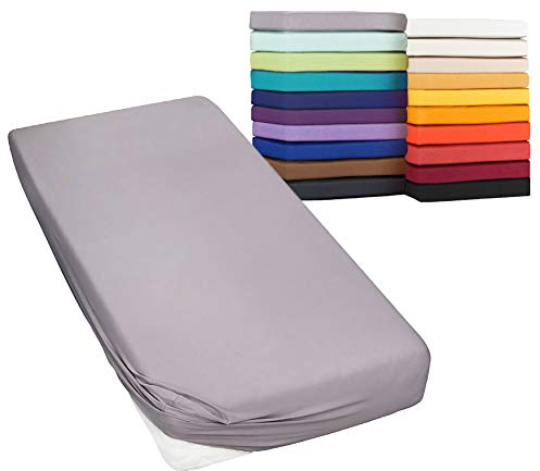 Moon Spannbetttuch Spannbettlaken auch für`s Wasserbett 160g/m² Jersey Line green-graphit-90x200-100x220