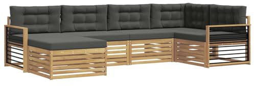 vidaXL Outdoor-Sofagarnitur 6 pcs Weiß und Anthrazit Polyester, Gartenmöbel, modernes Outdoor-Sofa, langlebiges Ecksofa, Terrassenlounge für entspanntes Sitzen