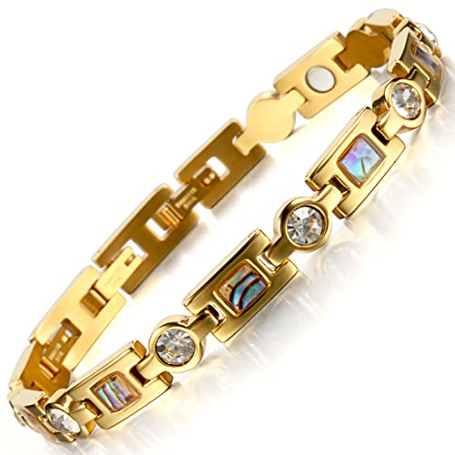 RainSo elegant Frauen Magnetische Therapie Armband (Gold), Modeschmuck, Magnet Therapie Armband, Arthritis, Kompressionsgerät, Crystal Armband