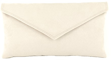 LONI Neat Umschlag Faux Wildleder Clutch Bag/Schultertasche in Elfenbein