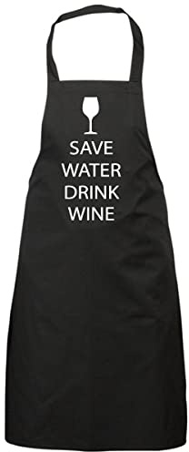 60 Second Makeover Limited Save Water Drink Wine Black Apron Novelty Gift Mum Funny