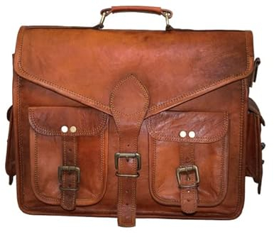 Jaald 38 Cm Echt Leder Laptoptasche Umhängetasche Schultertasche Kuriertasche Fahrradtasche Schultasche Wasserdicht Vintage Herren Damen Geschenk Leather Messenger Bag