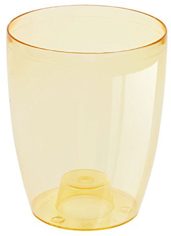 Porta-vaso per orchidee alto 18,5 cm, di forma cubica, in materiale trasparente con bordi arancioni