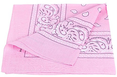 [UK SELLER] Men's/Women's Bandana Head Scarf Neck Scarves Paisley 100% COTTON (baby pink)