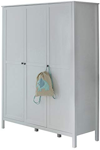 trendteam smart living - Ole - Kleiderschrank - Weiß - Schrank für das Kinderzimmer - (BxHxT) 141 x 192 x 51 cm - 7 Fächer, 1 Kleiderstange und 3 verstellbare Einlegeböden - Kratzfest