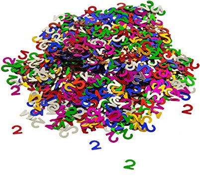 Oblique Unique® Konfetti Zahl 2 Bunt 2. Geburtstag Jubiläum Deko Streudeko Tischdeko Zahlenkonfetti 800 Stück