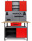 Ondis24 Werkstatteinrichtung Klaus, Metall, 1 Werkstattschrank, Lochwand, Hakensortiment (Arbeitshöhe 85 cm, Rot)