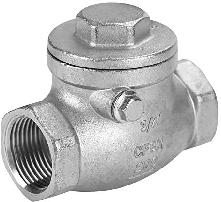 Akozon Swing Rückschlagventil 3/4 DN20 Rückschlagventil Edelstahl One Way Innengewinde WOG 200PSI für Wasser, Öl, Dampf und andere Medien und einige ätzende Flüssigkeiten