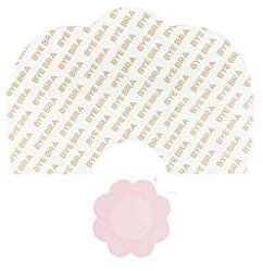 Bye Bra Adhesive Breast Lift Tapes, Bra Stickers, Boob Tape, Cleavage Enhancement - Size: D-F with Nude Silk Nipple Covers 3 Single-use Pairs