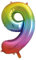 9-Shaped Rainbow Foil Balloon (86cm) - Perfect for Celebrations, Party Decor, Birthday, & More - 1 Pc