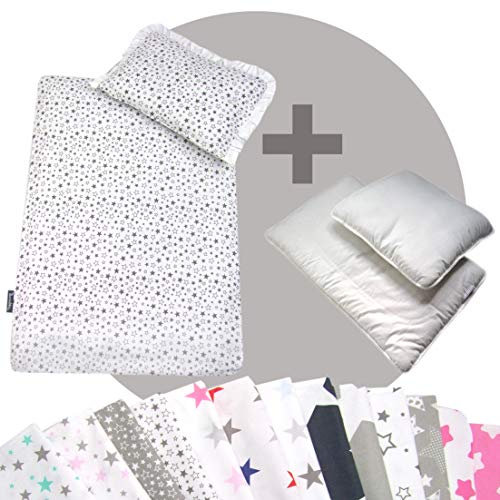Rawstyle 4 TLG. Set Bezug (Stars) für Kinderwagen Bettwäsche Decke + Kissen + Füllung (Design 2)