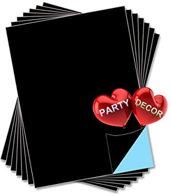 party_decor Black Self Adhesive Gloss Vinyl Sheet - A4 - Pack of 5 - Perfect for Hobby & Craft