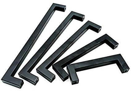 Dreneco 2 Pack Kitchen Door Handles, Drawer Knobs, Cabinet Handles Stainless Steel Square Kitchen Cupboard Handles, 128mm, Black (Screws Included)