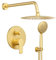 Gabrylly Gold Shower System - Set di rubinetti ad alta pressione con valvola di bilanciamento della pressione, soffioni doccia da 25,4 cm con 5 impostazioni combinate, finitura oro spazzolato