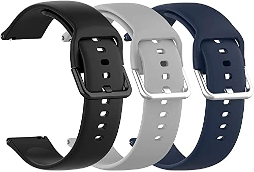 BUYGOO 3*Ersatzband kompatibel für galaxy Watch Active, Uhrenarmband Silikon Smartwatch Silikon Ersatzarmband Sport Band Weiche Atmungsaktive 20mm Armband Unisex Volltonfarbe Silikon (6.7-8.1)
