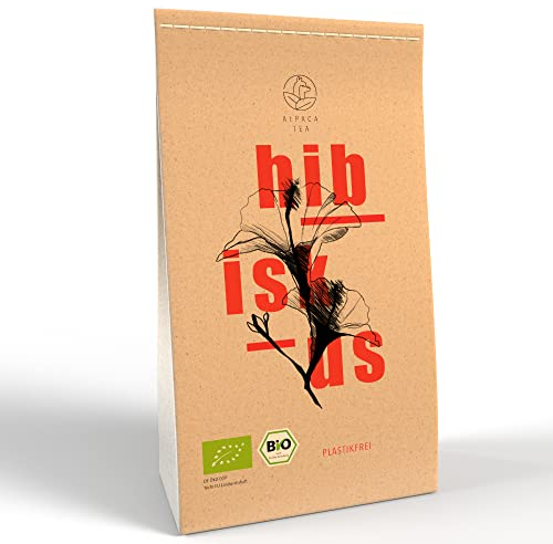 Alpaca Tea | Premium Bio Hibiskus Tee 250g | nachhaltig durch Graspapier | lose getrocknete Hibiskusblüten für Tee | plastikfrei