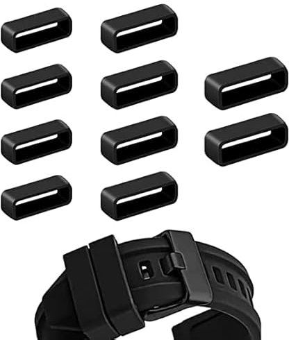 CABLEPELADO - Passante in silicone per orologio, adatta per cinturini da 18 a 24 mm di larghezza, colore nero, 10 pezzi, Nero , 22 mm