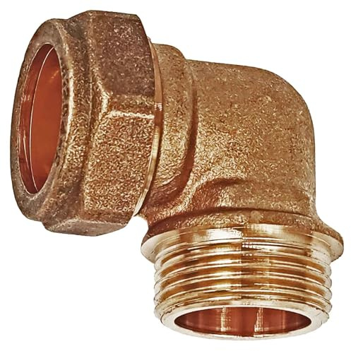 MegaHaustechnik Schraubfitting Kupferrohr, Winkel, 22mm x 1 Zoll AG | Mit Kragen, Messing Klemmringverschraubung, Trinkwasser geeignet, für Rohr-Außendurchmesser 22mm, 1 Zoll Außengewinde