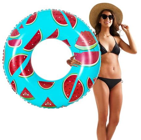 HeySplash Cartoon Schwimmring, Aufblasbar Haltbar Runde Schwimmreifen Flamingo Sommer Pool Beach Party Lounge Floßrohr Spielzeug mit Reparatursatz für Erwachsene 80 cm Durchmesser, Aqua Blau