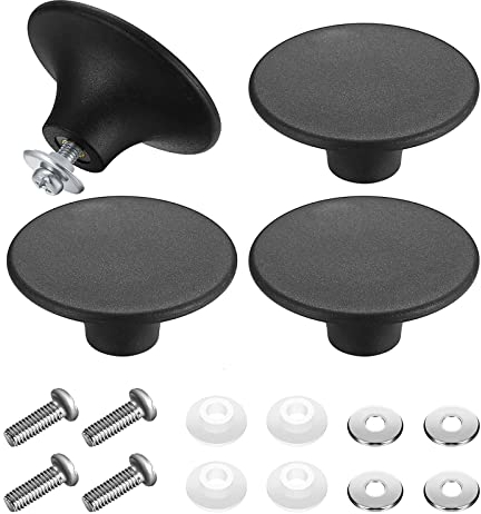 acdokuk Lot de 4 boutons de couvercle de casserole, résistants à la chaleur, poignées circulaires avec vis, pour couvercle de casserole en verre, noir