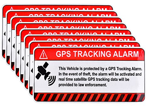 Anti-Diebstahl-GPS-Tracking-Aufkleber-Kit, Selbstklebender Autoaufkleber, Warnschilder oder statischer Aufkleber im Autofenster, Fahrzeug, Diebstahlschutz, Wachmann-Aufkleber (8 Stück)