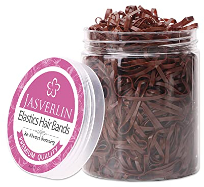 JASVERLIN Elastische Haarbänder, Winzige Gummibänder Baby Braun Pferdeschwanzhalter Weiche Haargummis Styling Keine Beschädigung 1000 Stück