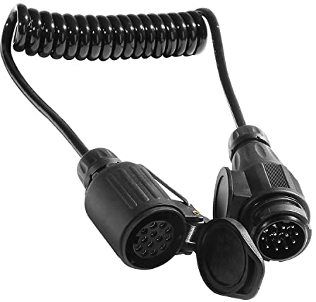 ETUKER 13 poliges Anhänger Verlängerungskabel,Spiral adapterkabel mit 13 polig stecker auf 13 polig Steckdose, Verlängerungskabel für Anhängerplatinen,1,8 m Arbeitslänge