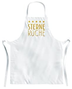 La Vida Kochschürze Sterne Küche aus Baumwolle in der Farbe Weiß, Maße: 73cm x 56cm, 3986411