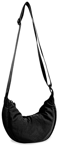 Borsa a tracolla in nylon a mezzaluna per donna, borse alla moda per uomo, piccola borsa da viaggio a tracolla Hobo, nero, Small