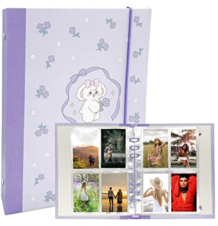 SpoxWon 3 Zoll Fotoalbum mit 30 Innenseiten A5 Fotokartenbinder Kpop Fotokartenhalter Fotokartenhüllen 240 Fächer für Fotos, Karten oder Bilder Lila