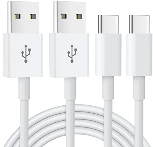 2Pack 1.8M USB C Charger Cable, USB A to USB C Cable Fast Charging Compatible for iPhone 16 15, Samsung Galaxy S24 S23 S22 S21 Note 10 9 8, Huawei, Google Pixel, Sony Xperia-White