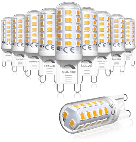 Bonlux Dimmable G9 LED Bulbs Warm White 2700K, G9 220-240v 50hz Max 4W LED Equivalent 28W, 33W, 40W Halogen GU9 Capsule Bulb, G 9 Energy Saving Mini Light Bulbs (10 Pack)