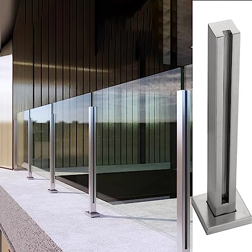 Glas Geländerpfosten Glashalter Edelstahl Abstandshalter Für Geländer Aus Gehärtetem Glas Paneel-Balustradenpfosten W / Schlitz, Terrasse Patio Tümpel Flure Treppe Zaunpfahl Quadrat 125 115 105 95 85