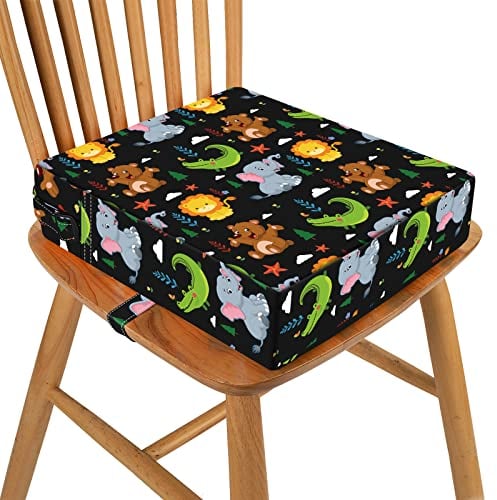 Sitzerhöhung Stuhl Kind, Stärkere Unterstützung Rutschfeste Unterseite Doppelte Sichere Riemen Sitzerhöhung, Esszimmer, Kleinkind Tragbares Reise-Erhöhungskissen (Schwarz)
