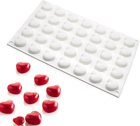 Mini 35 holes Heart Shape Silicone Mold For Candy Chocolate Cake Mould Baking DIY Ice Tray Food Safe Kitchen Accessiories (Lover Heart B_11.76x6.88x0.56 inch)