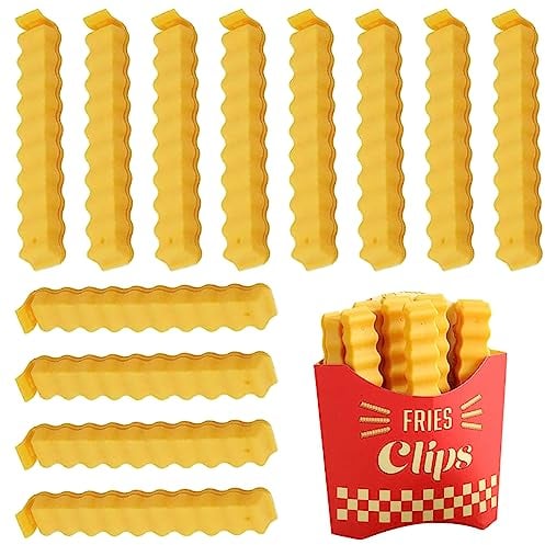 Jastown 12pcs Pcs Food Bag Clips,Magnet Bag Sealing Clips,Fridge Sealing Storage Clips,Reusable Kitchen Clip for Snacks,Food & Sandwich,fridge magnet clips,Fun Fries Clips for Home & Kitchen