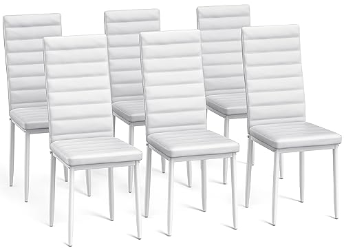 Bealife Esszimmerstühle 6er-Set, Esszimmerstühle-Set für Küche, Esszimmer, Esszimmerstuhl aus Kunstleder mit hoher Rückenlehne, modern, (Weiß, 6)