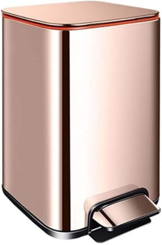 InLiMa fashion Waste Paper Basket, Garbage Bin, Garbage Bin, Rose Gold Garbage Bin, Pedal Garbage Bin, Household Silent Garbage Bin Space saving (Color : Rose Gold, Size : 13L)