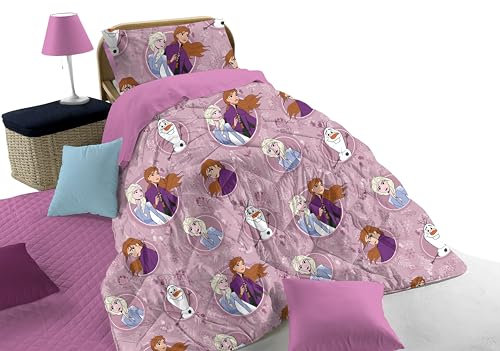 Disney Frozen Winter-Steppdecke für Einzelbett, Rosa, aus Baumwolle, Marvel, 170 x 260 cm, Bett für Kinderzimmer