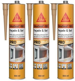 Lot de 3 mastics polyuréthane 2 en 1 SIKA Sikaseal-183 Façade & Sol - Ton pierre - 300ml